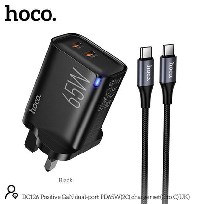 Hoco DC126 Intelligent Balance GaN Dual USB-C Fast Charger set