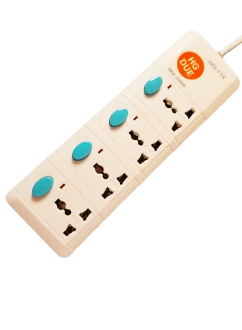 HG DUE Extension Bar with 4 sockets 3m Wire, 2500W 4 Universal Outlets with 4 Individual Switch and 4 Power Indicator 4 Way Extension Cord Board, Electric Extension Power Strip 250V/ 50/60Hz Long Length